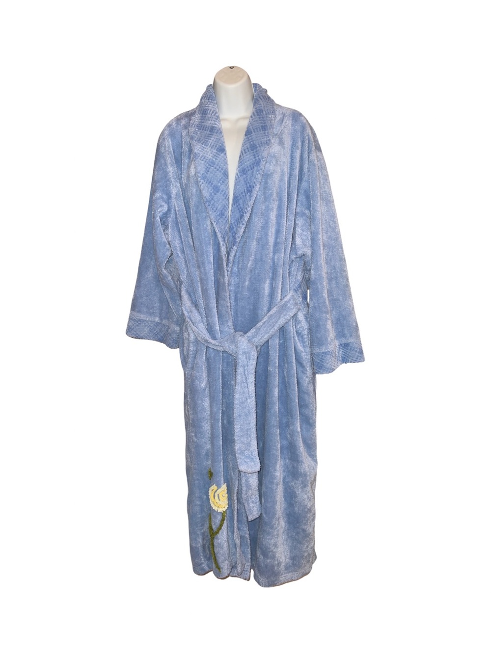 Vermont Country Store Chenille Garden Slumber Robe Blue Floral 2X